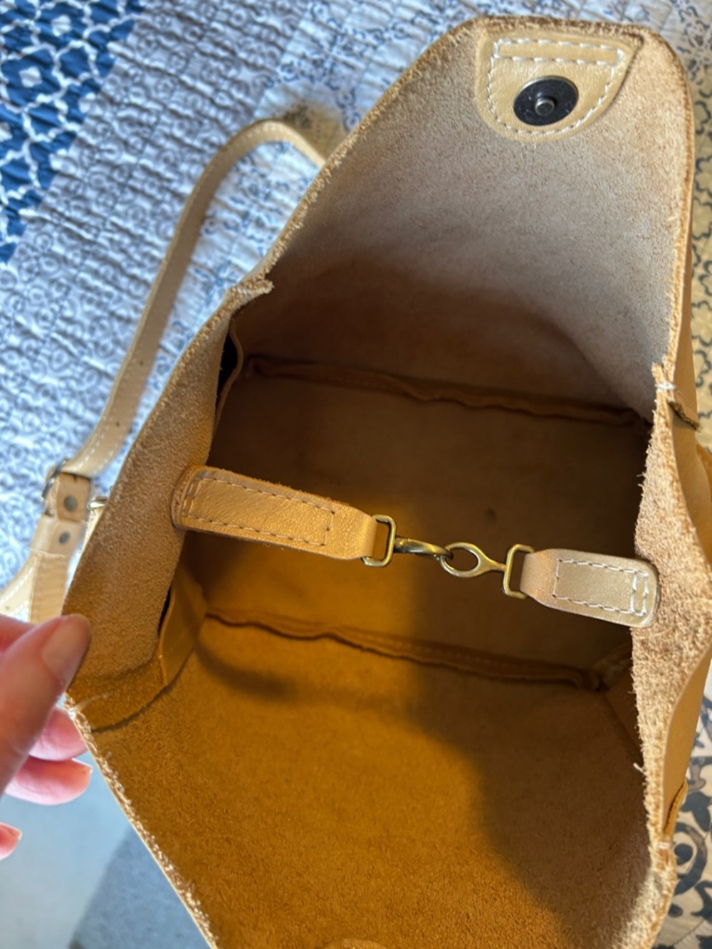 Portland Leather Goods Butterfly Bucket Bag, Champagne - Picture 5 of 8